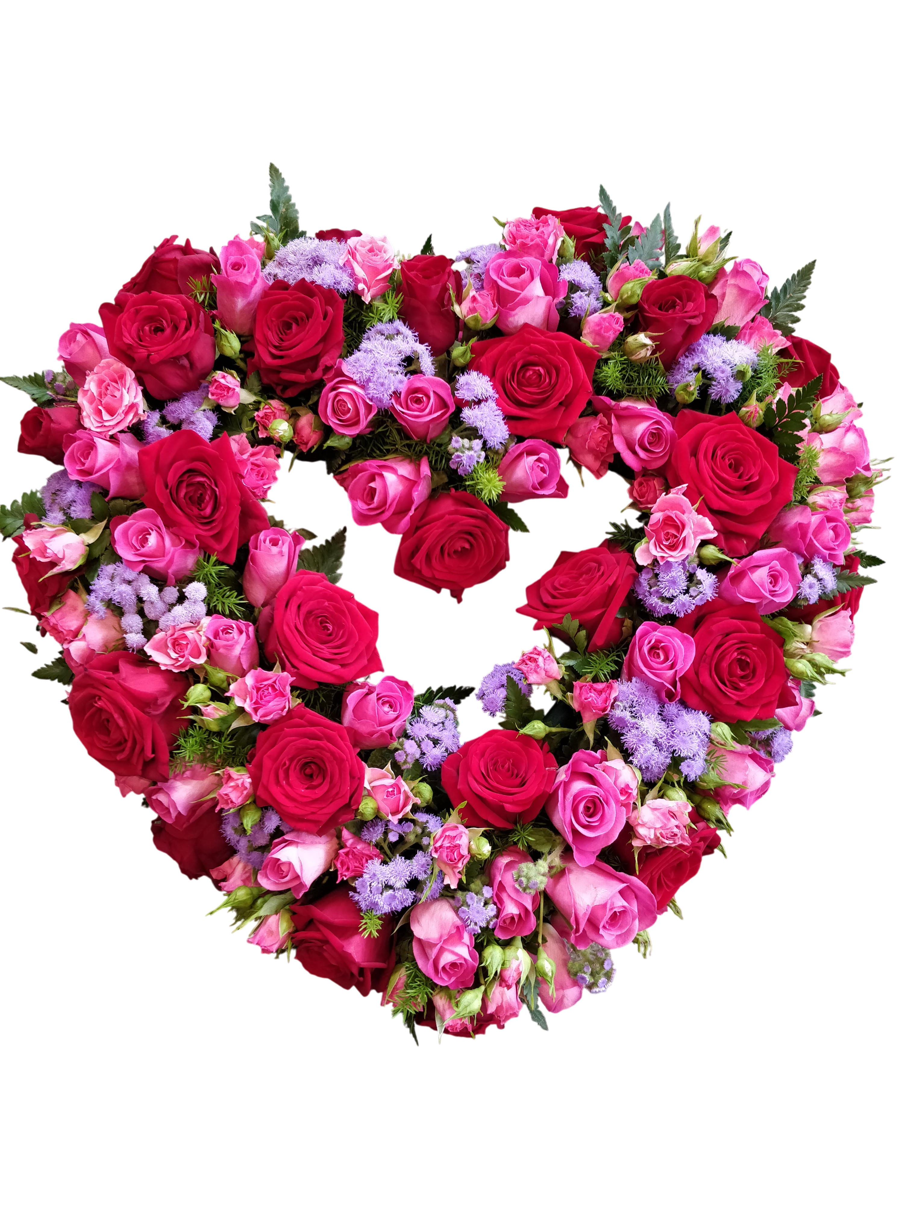 Pink Roses Open Heart Funeral Tribute