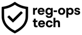 reg-ops.tech logo displaying a black shield with a check mark and the text reg-ops tech