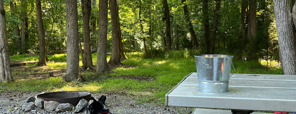 relaxing by the campsite at lake reidsville