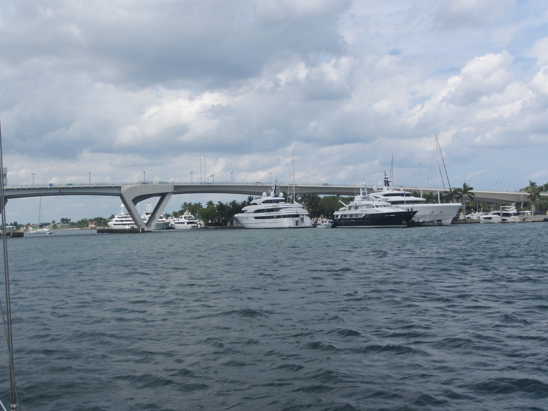 Mega yachts in Port Everglades ship channel