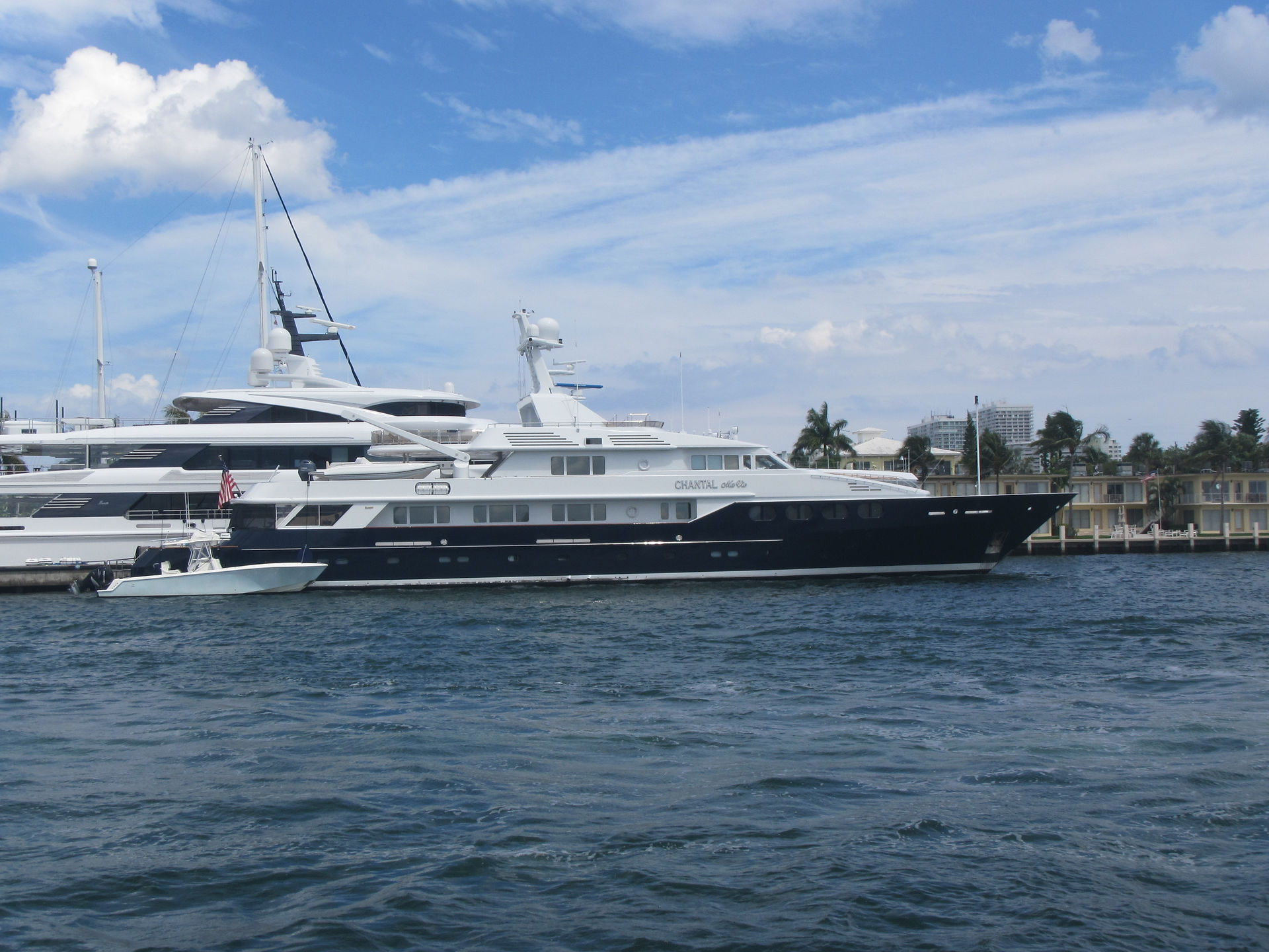 Mega yachts in Port Everglades ship channel