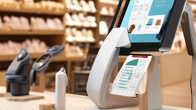 check out experience in a luxury store with erp and smart pos, real image, more focused on