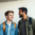 one man is using Jesus evangelism method and the other man is smiling