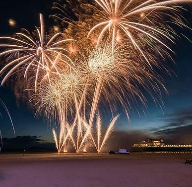 Fireworks display on beach