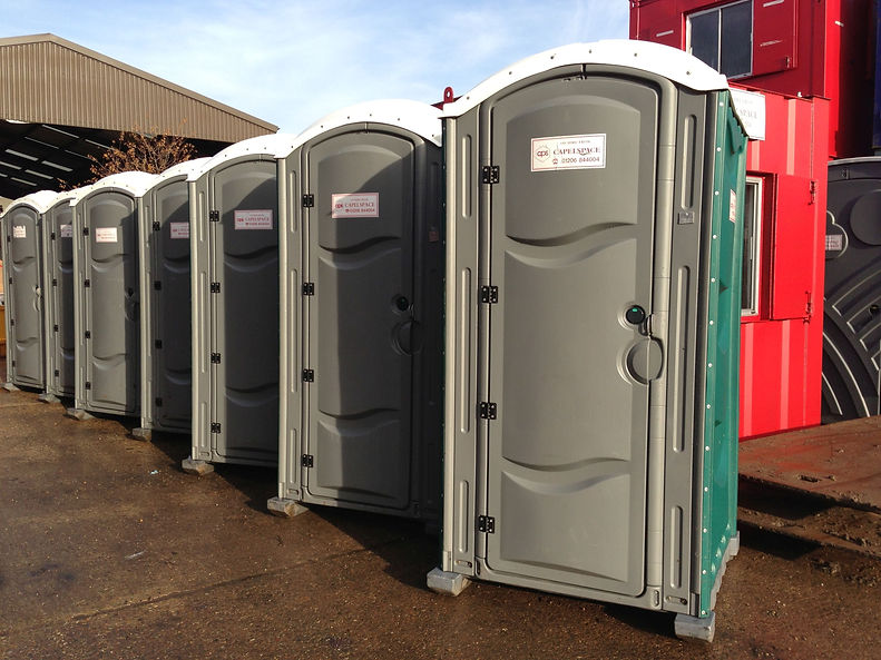 Portable toilets on construction site