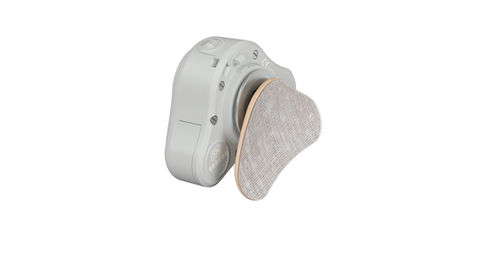 MS04-Flat hearing aid with plaster attached