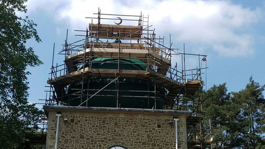 Scaffolding on mosque roof