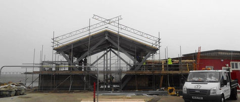 Construction on boathouse