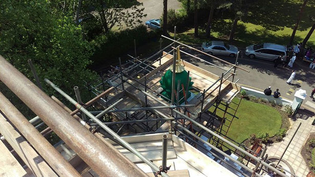 Scaffolding on mosque roof