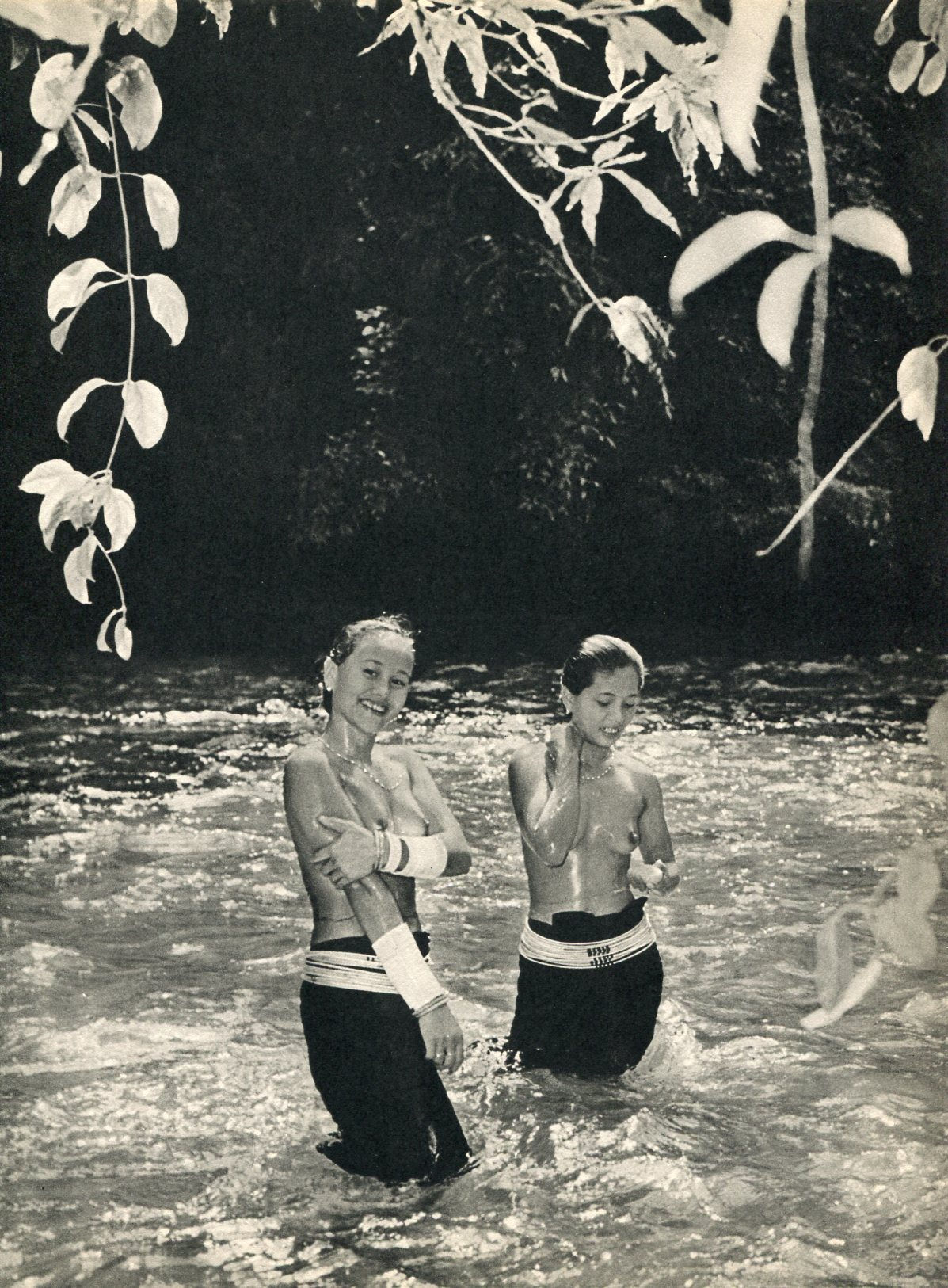 K F Wong - Borneo - Bathing Dayak Women