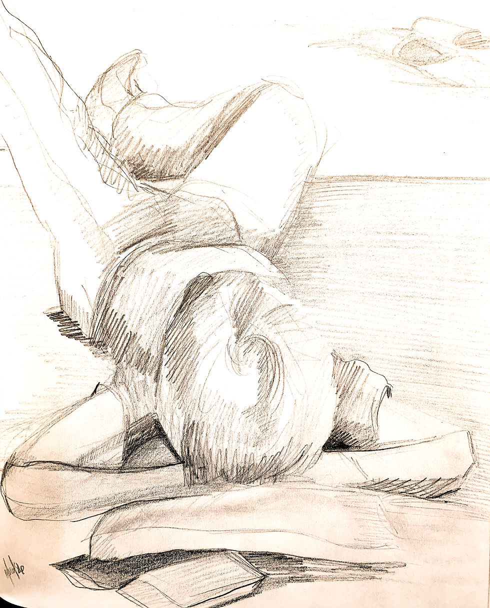 "Nathan Watching TV, I" © by Terri L. Stricker - Original Pencil Sketch on Paper