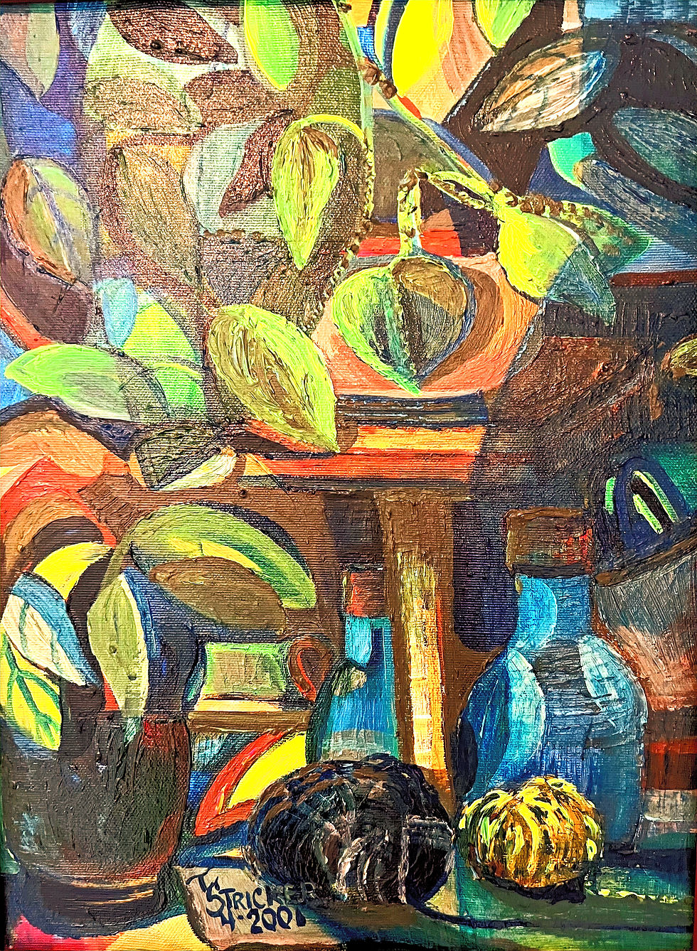 "Still Life with Plants" © by Terri L. Stricker - Original Oil on Canvas