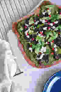 A view of the gluten free beetroot crust pizza.