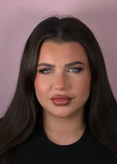 Woman with full glam makeup done by Refined by Kelsey in Bristol