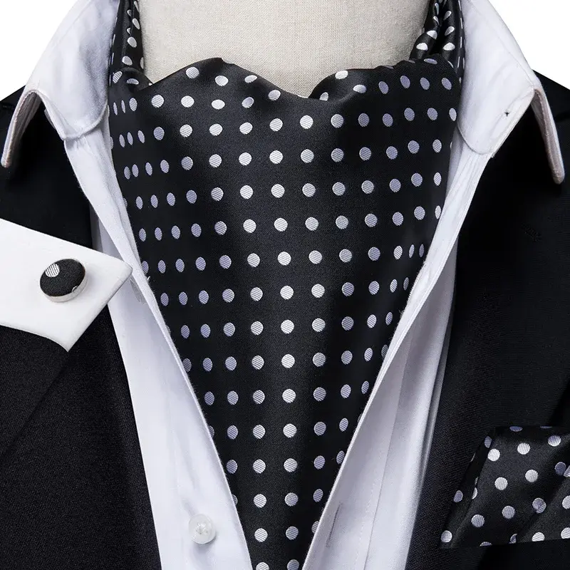 Thumbnail: Men's Paisley Ascot Cravat Tie Set with Pocket Square & Cufflinks