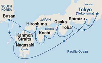 Cruise to Japan Map