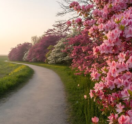 Bloomng DOgwood trees in Branson along a path
