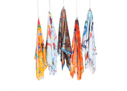 Five Scarves Hanging Bulldog Clips