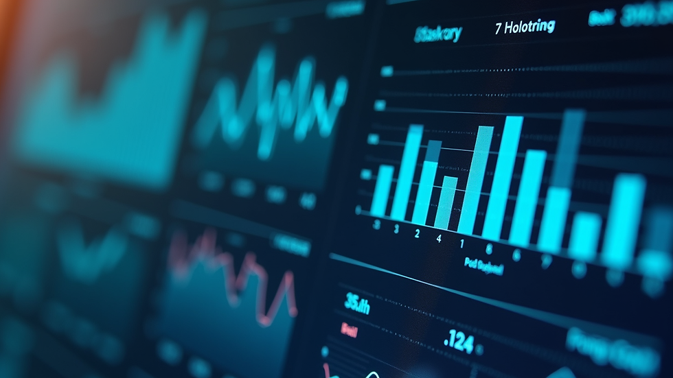 Close-up view of a digital dashboard showing business performance metrics