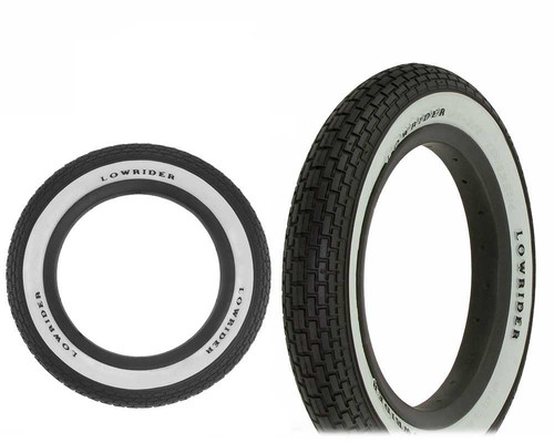 TIRE 12 1/2 X 2 1/4 BLACK/WHITE SIDE WALL LOWRIDER RAISED LETTER HF ...