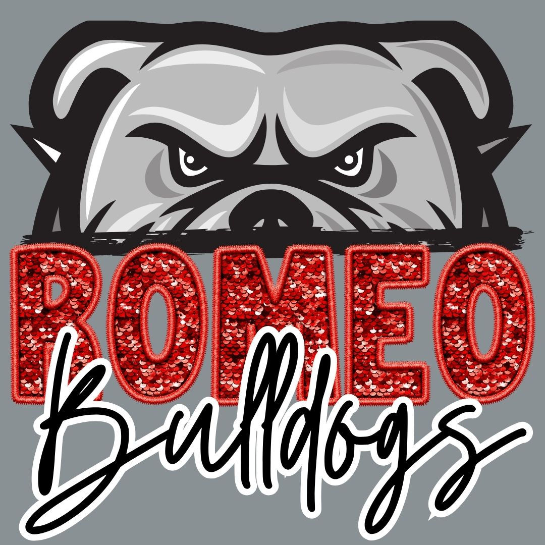 Faux Red Sequin Romeo Bulldogs
