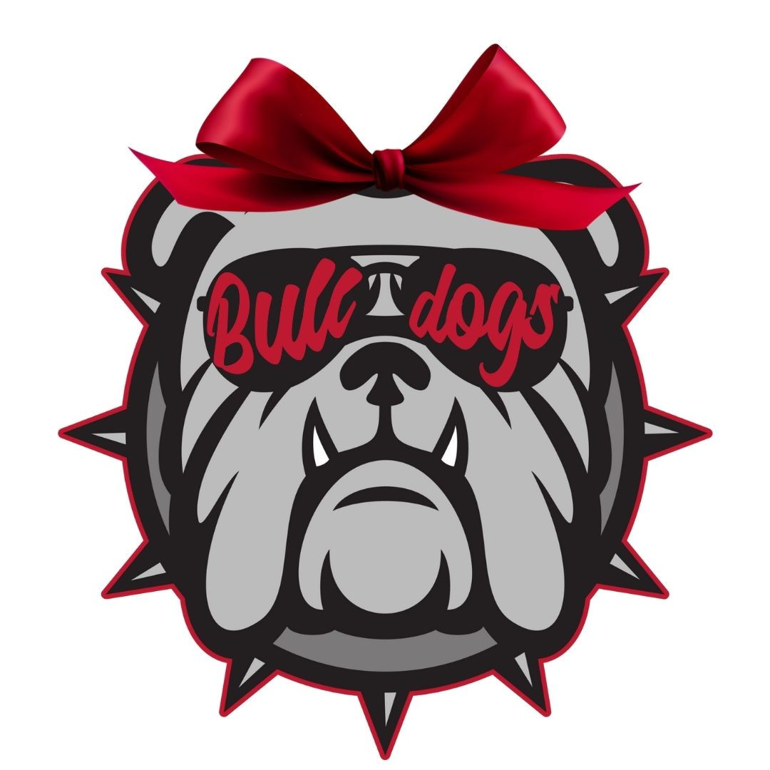Bulldog with Red Bow and Sunglasses