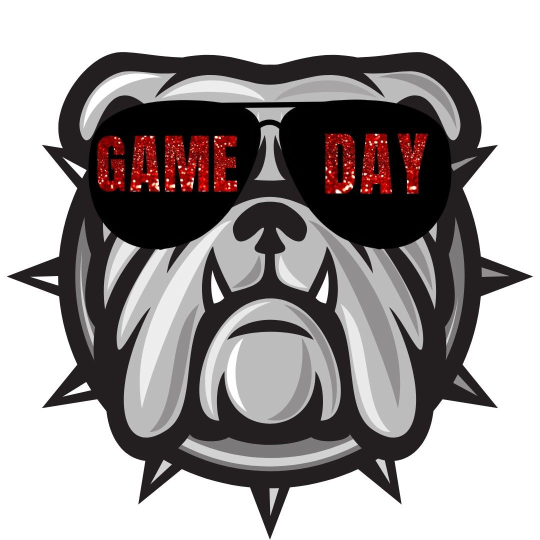 Bulldog Head with Glasses (Faux Glitter or Plain)