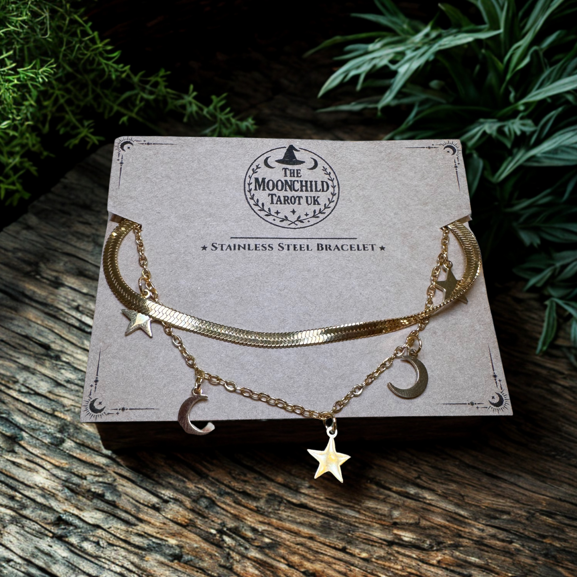 Gold Moon & Star Charm Bracelet