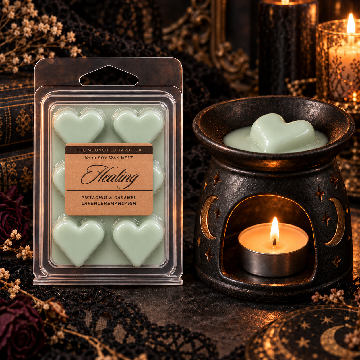 Healing Heart Clamshell Wax Melt – Pistachio, Caramel & Lavender