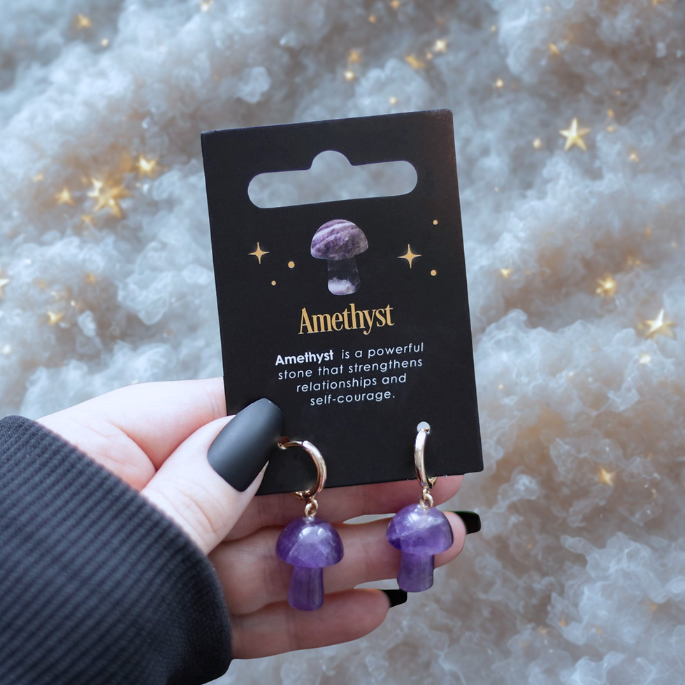 Amethyst Crystal Mushroom Earrings