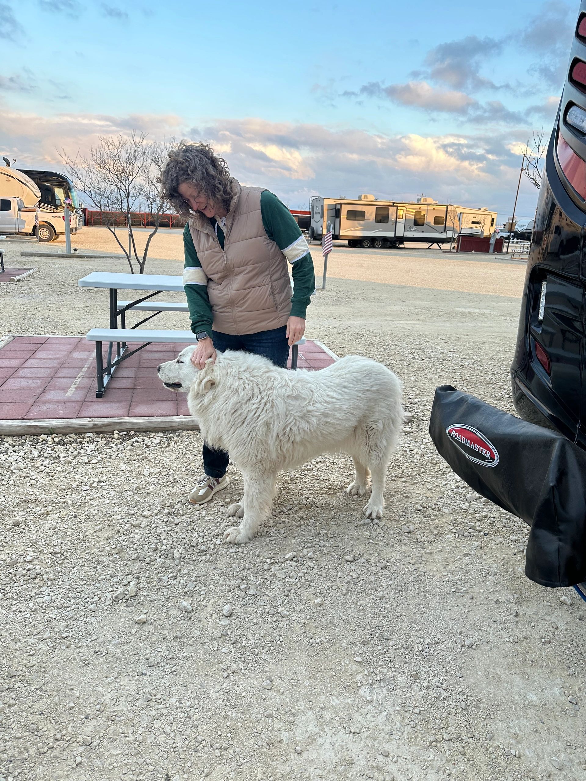 Ann is a magnet for dogs not on a leash!