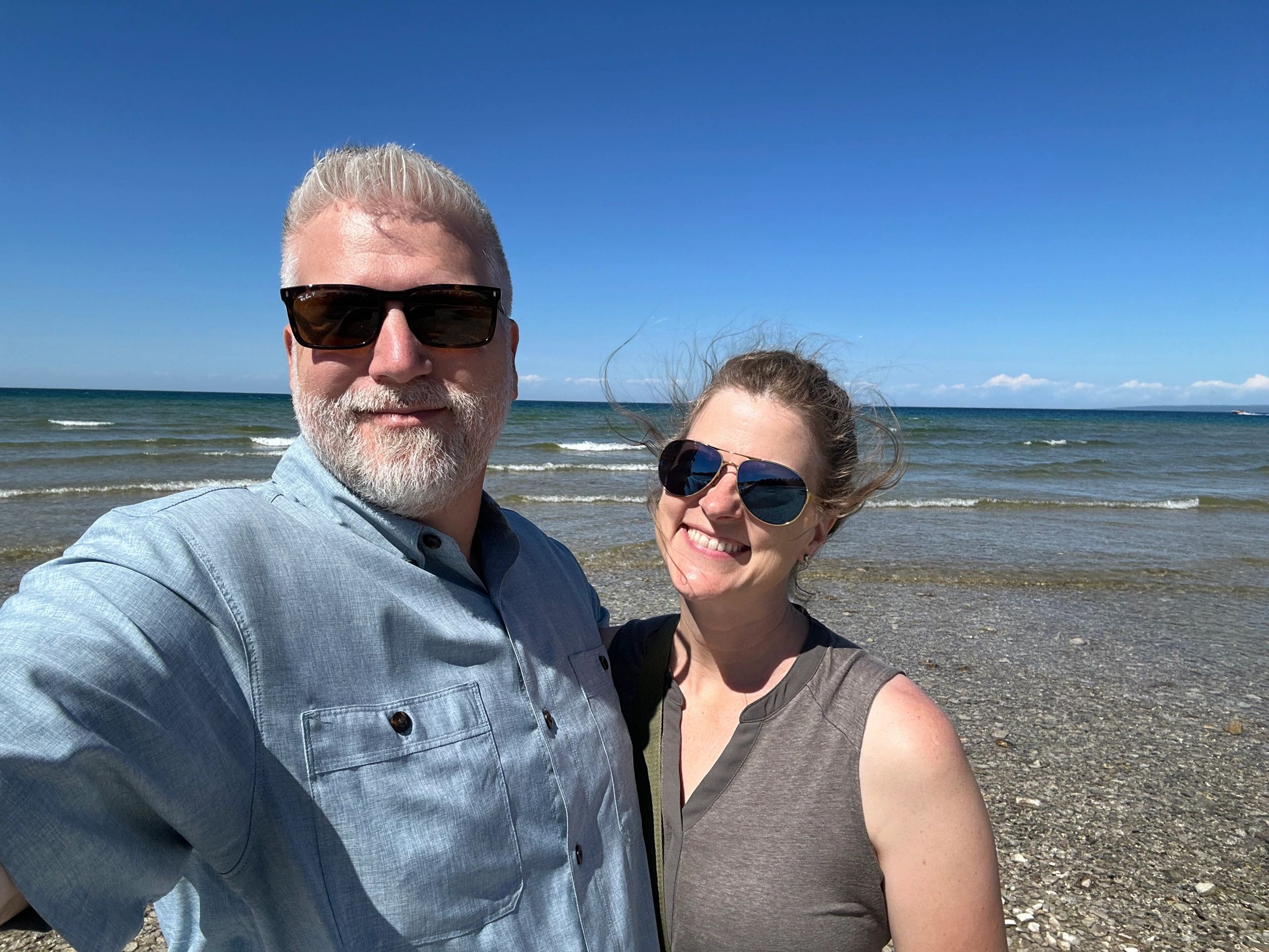 Michigan has great roadside parks! Chad is our selfie guru.