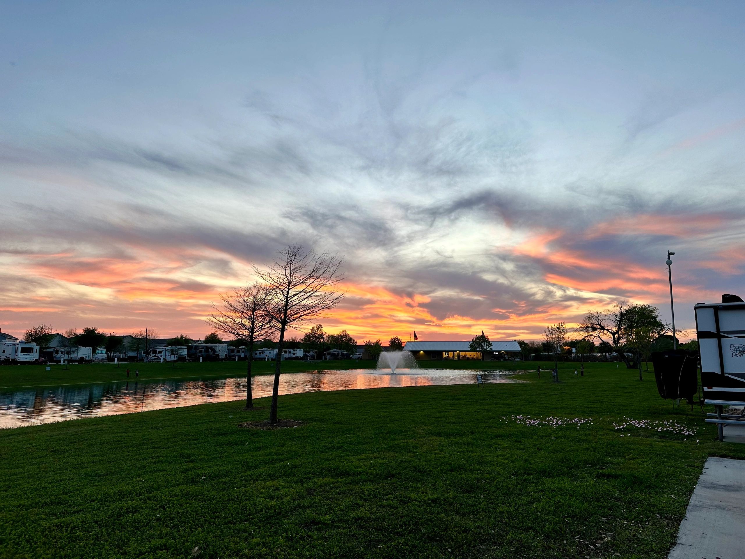Sun setting as we arrived at our site in San Antonio.