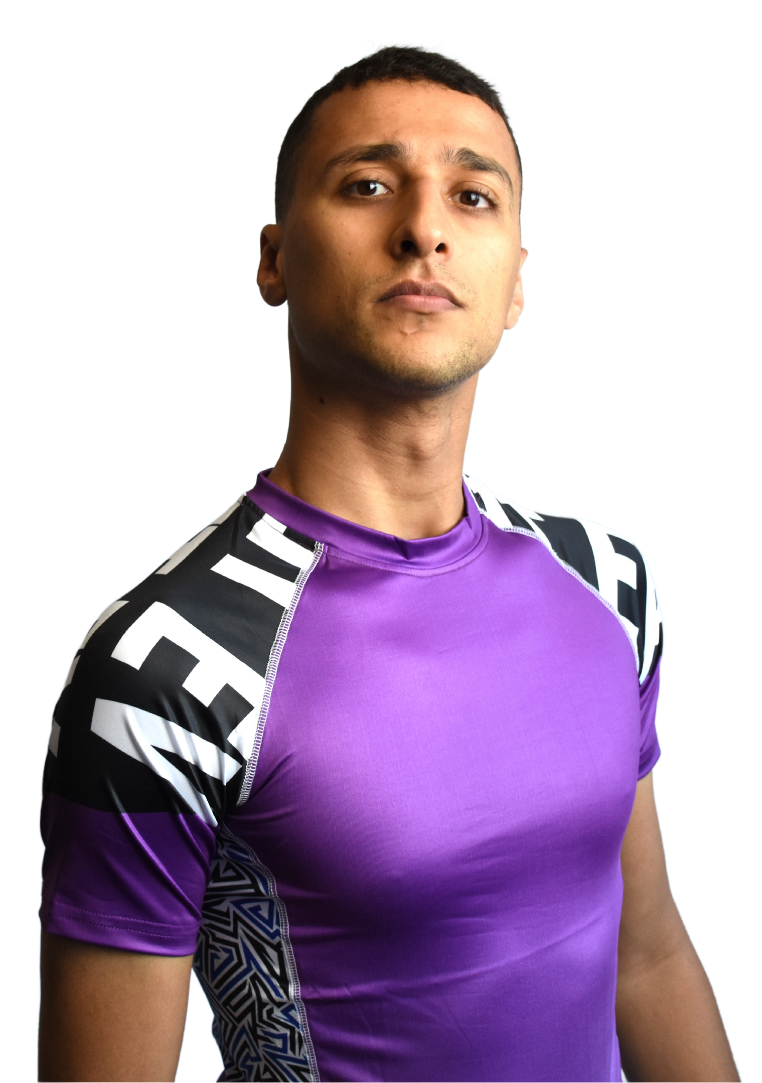 Purple Short Sleeve BJJ Rash Guard for Grappling