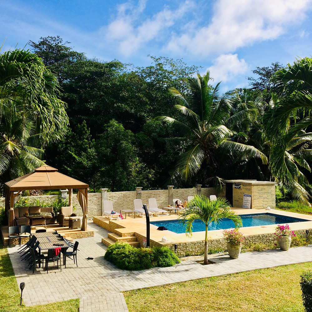 Stunning private pool, shady nook, and large dining area al fresco