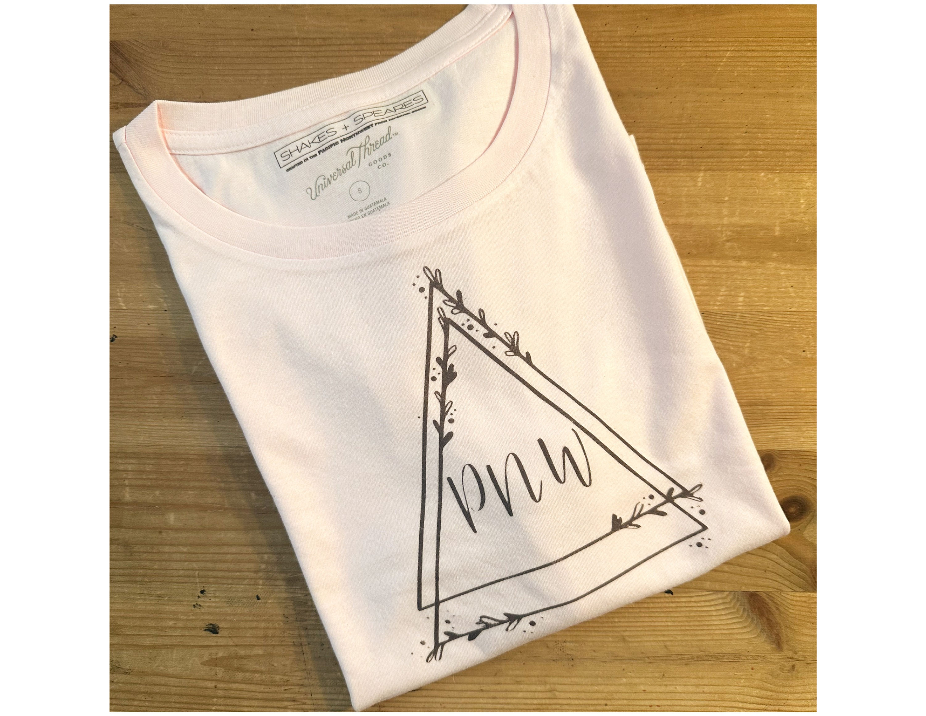 W's Pink Cropped Relaxed Tee - PNW Triangle
