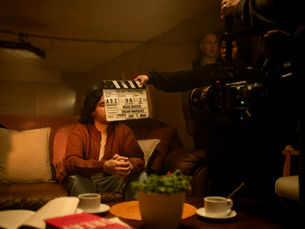 Film crew preparing a cinema camera setup for a set extension VFX shoot