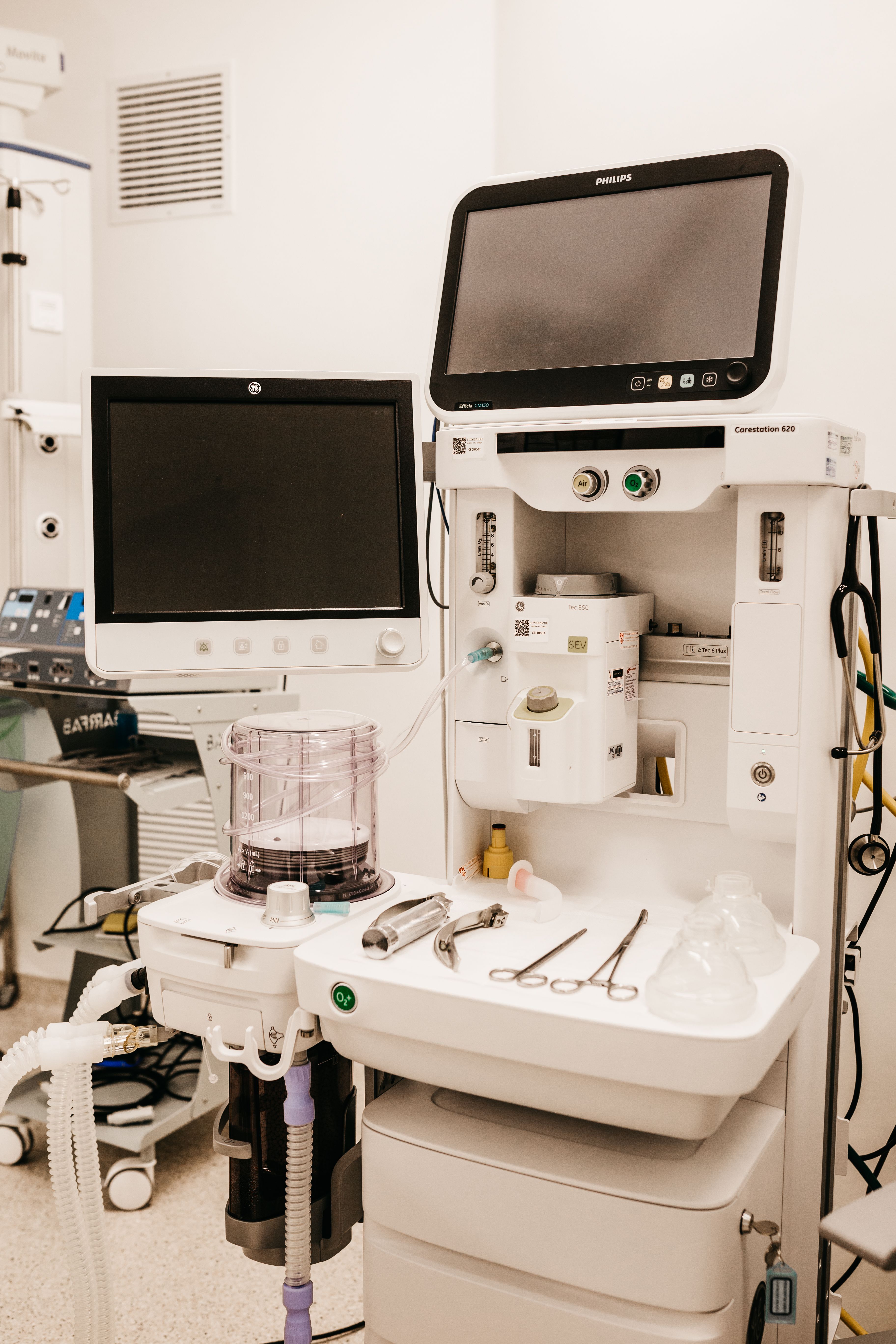 Modern hospital equipment and monitors used for medical device training