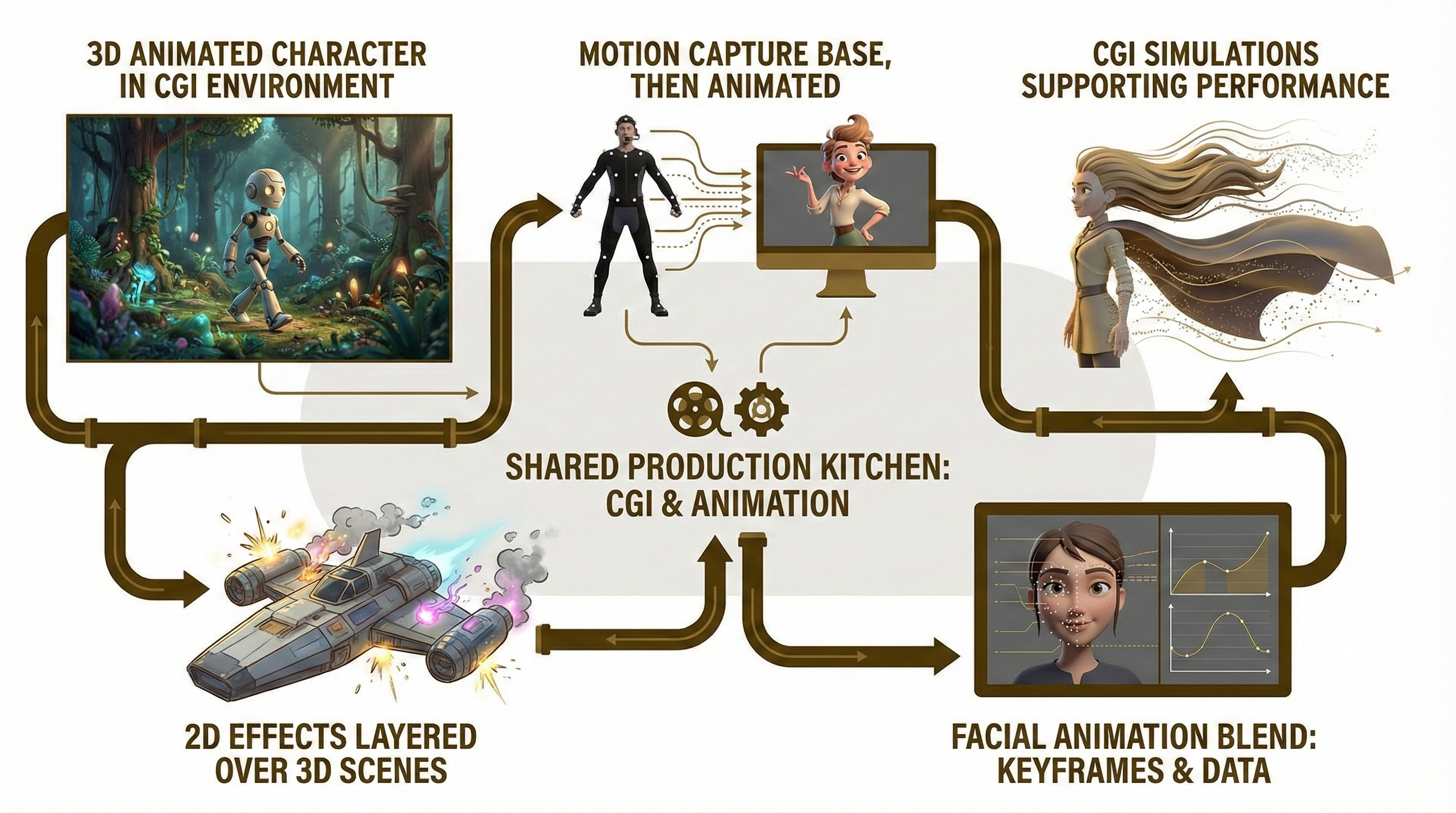 CGI animation process showing character production and platform use cases