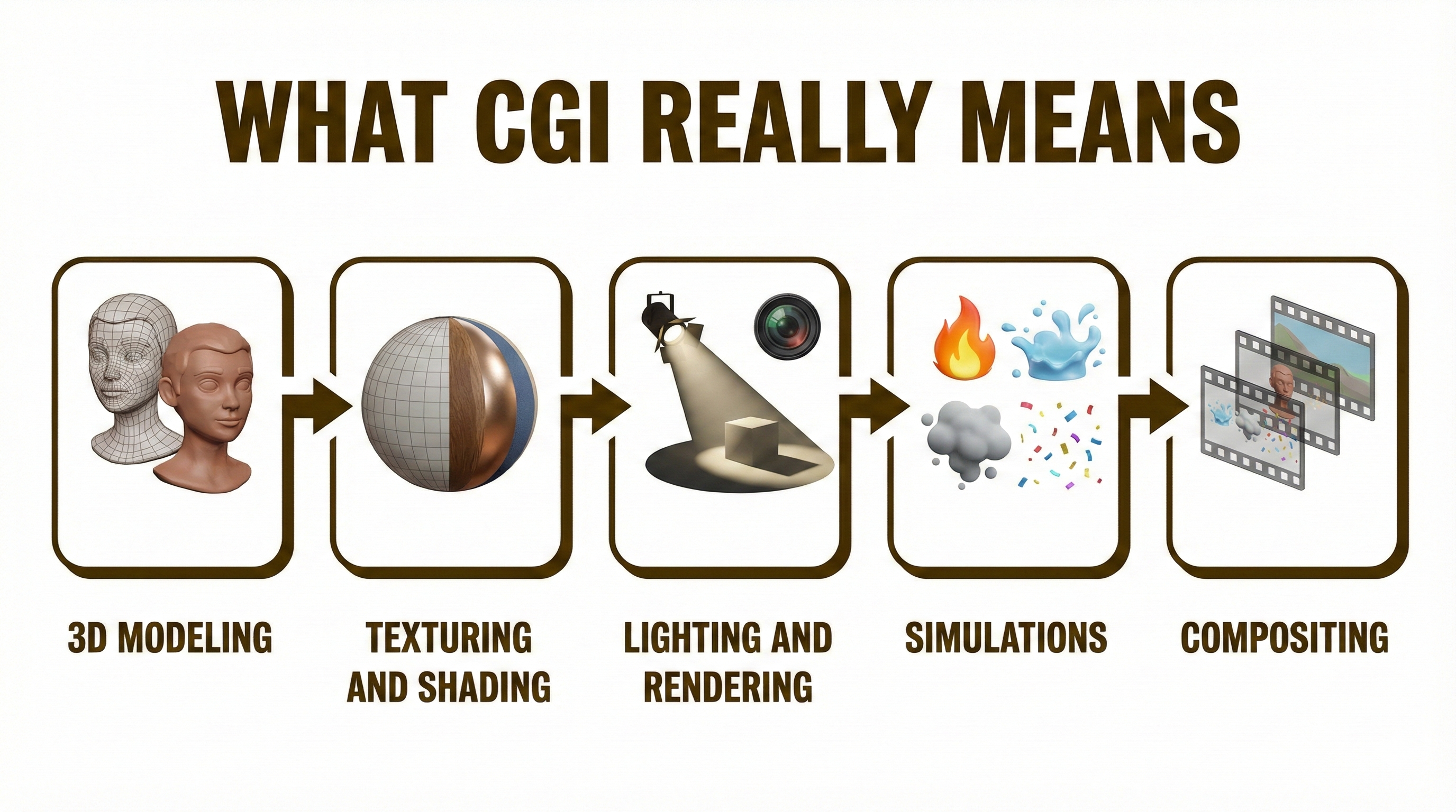 Visual explanation of CGI and 3D character production steps