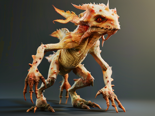 Creature animation integration artwork for a quadruped animation production guide