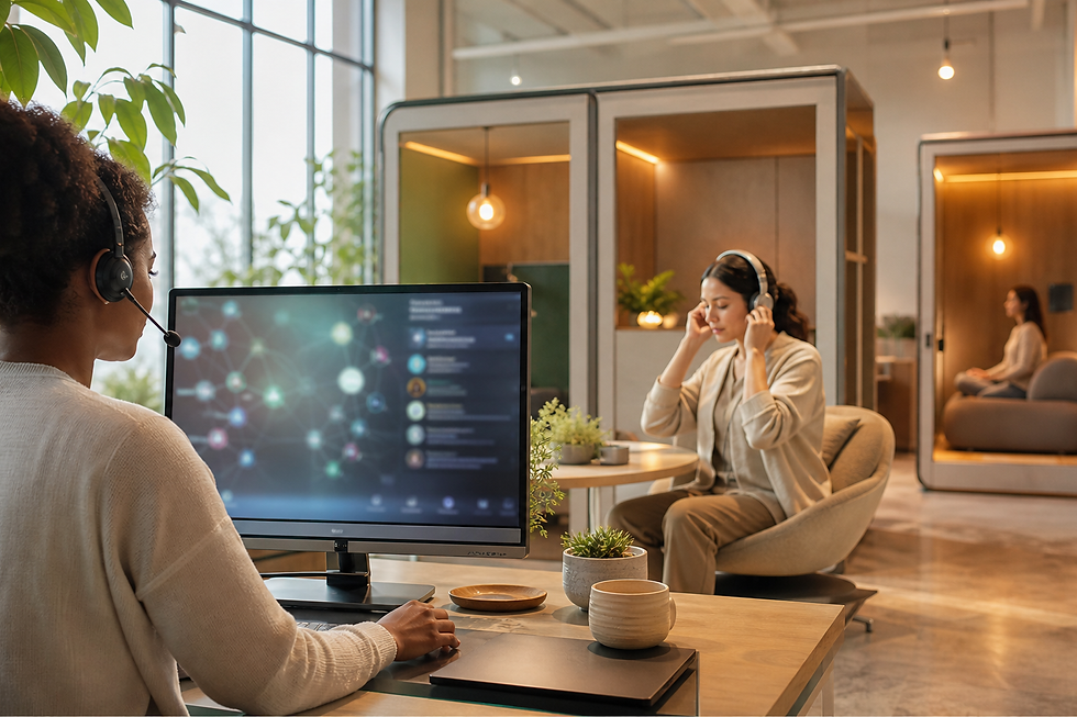 AI mental wellness companion supporting a calm stress check-in