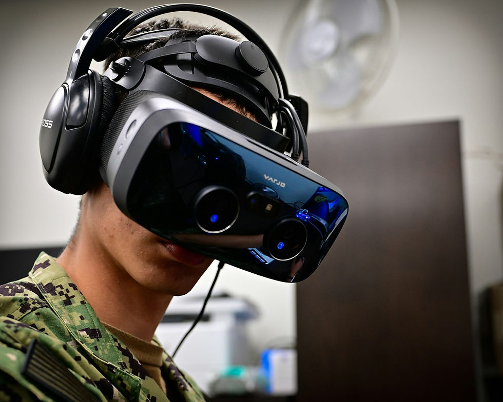 Professional taking part in an immersive enterprise training simulation
