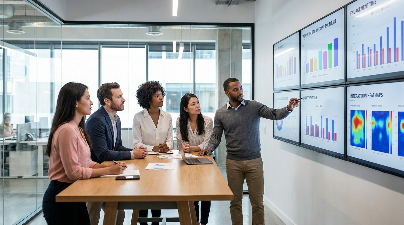 Retail analytics showing virtual try on conversion rates and customer engagement data