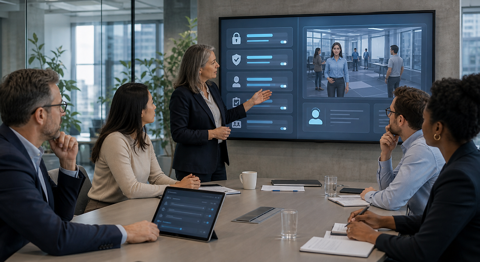 HR and compliance leaders reviewing responsible AI for training simulations