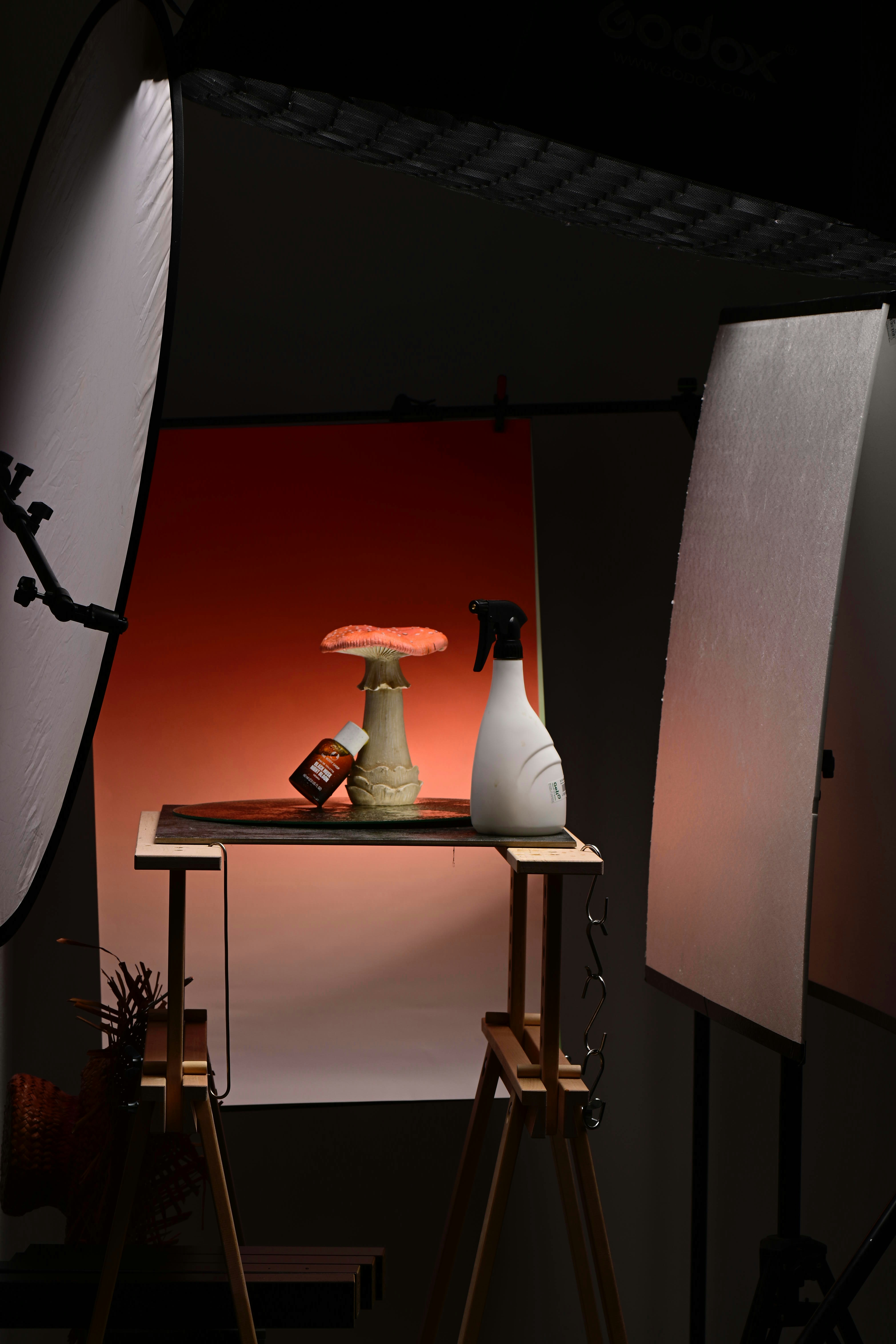 Product photography set combining practical capture with digital enhancement
