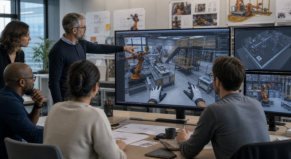 Employees practicing enterprise scenarios with an AI digital human guide
