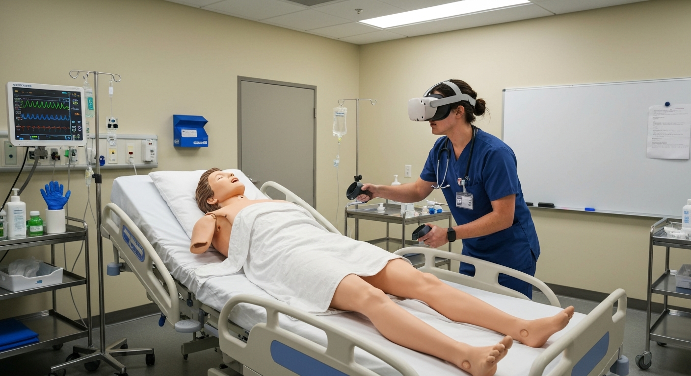 Healthcare students using virtual patient simulation to practice clinical skills