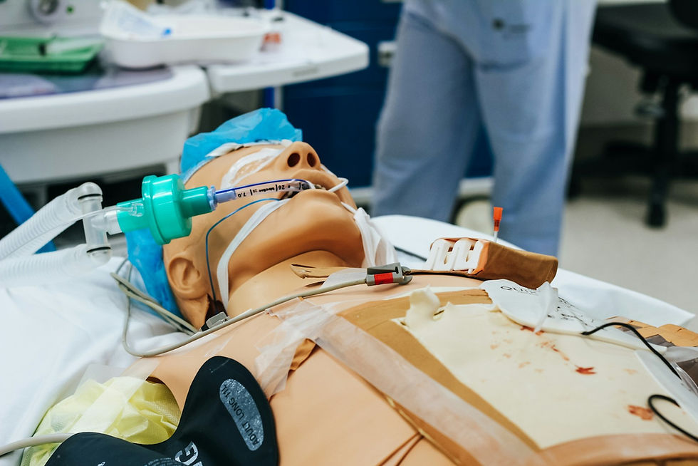 Virtual reality training program using a medical simulation mannequin