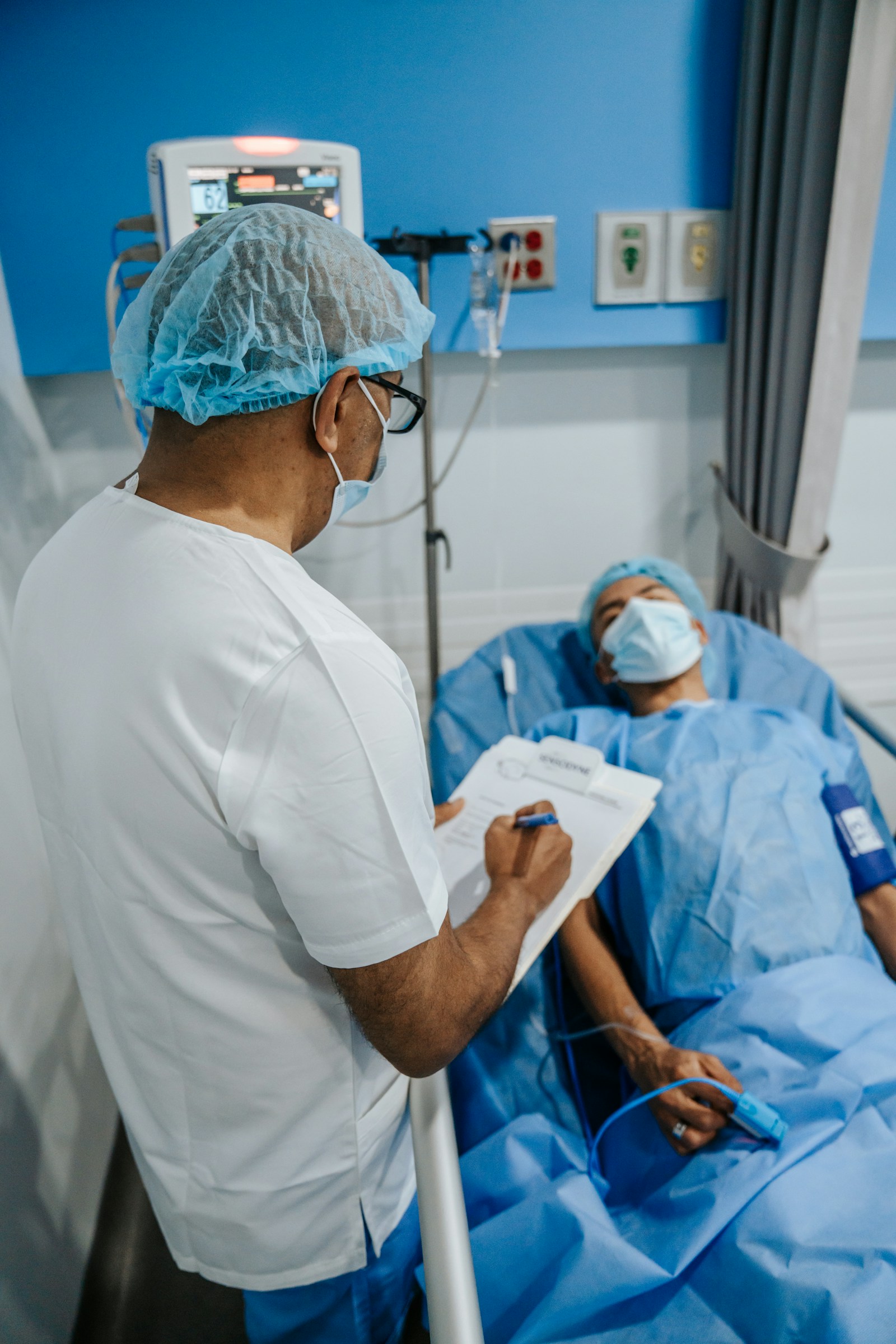 Clinician and patient reviewing information together during a calm healthcare interaction